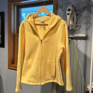 LLBean yellow fleece hooded jacket